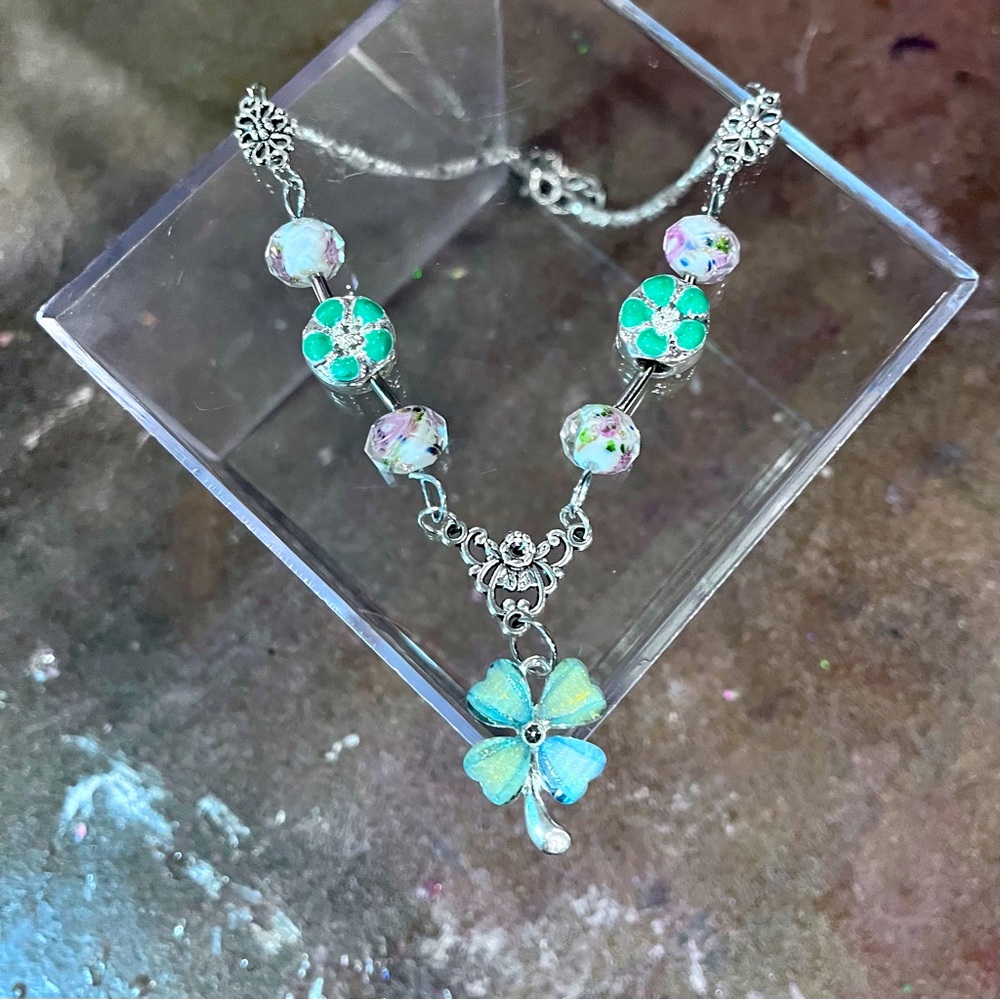 Pastel Clover Charm Fashion Necklace